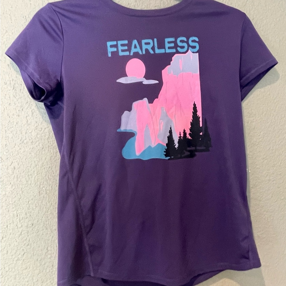 All in Motion Purple Tee with Mountain Graphic